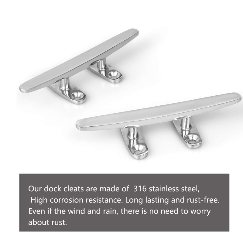 GANGUOLA Boat Cleat, Small Dock Cleat 4 inch Open Base, Heavy Duty 316 Stainless Steel, Curtain Tie, Hook, Include Installation Screws (2 pcs) - Image 4